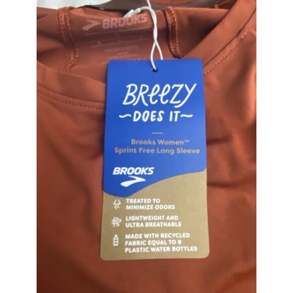 Brooks Women Size Large Copper Sprint Free Long Sleeve Top Breathable Recycled - Picture 2 of 8